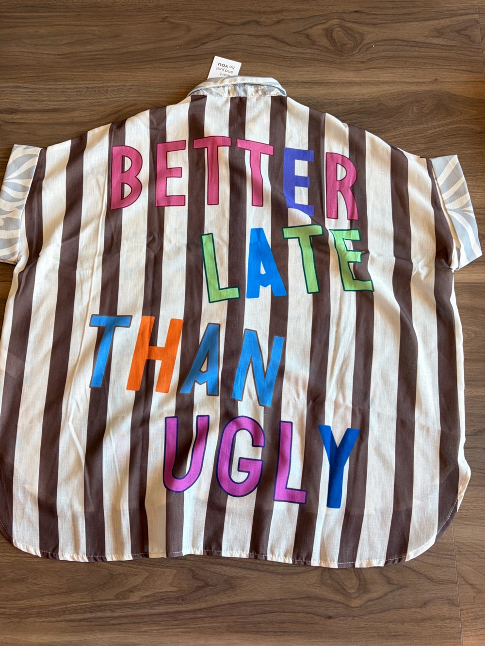 Brown & White Striped Embroidered Tunic Shirt - Picture 7 of 9